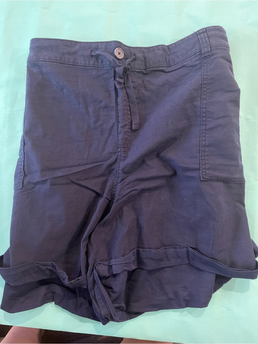 Lane Bryant Navy Elastic Drawstring Waist Shorts